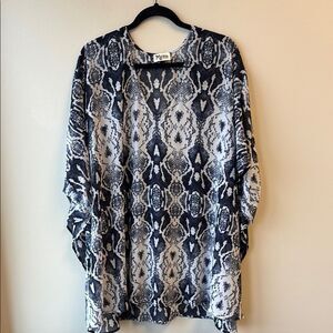 Mumu Blue and White Patterned Top Blouse Medium